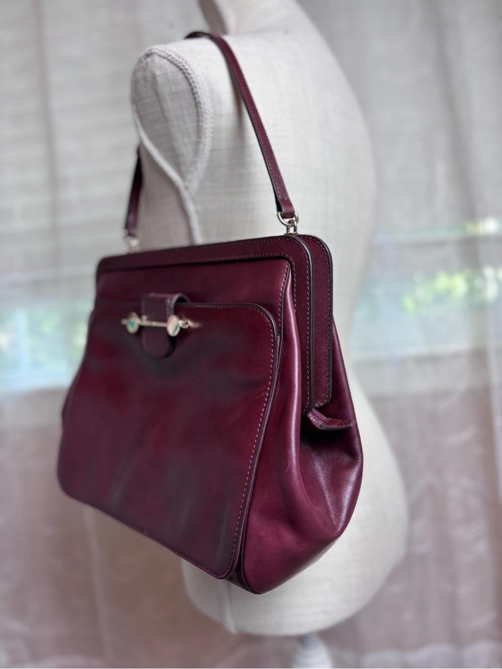 Jason Wu Daphne Smooth Burgundy Leather Luxury Shoulder Bag - Picture 4 of 16
